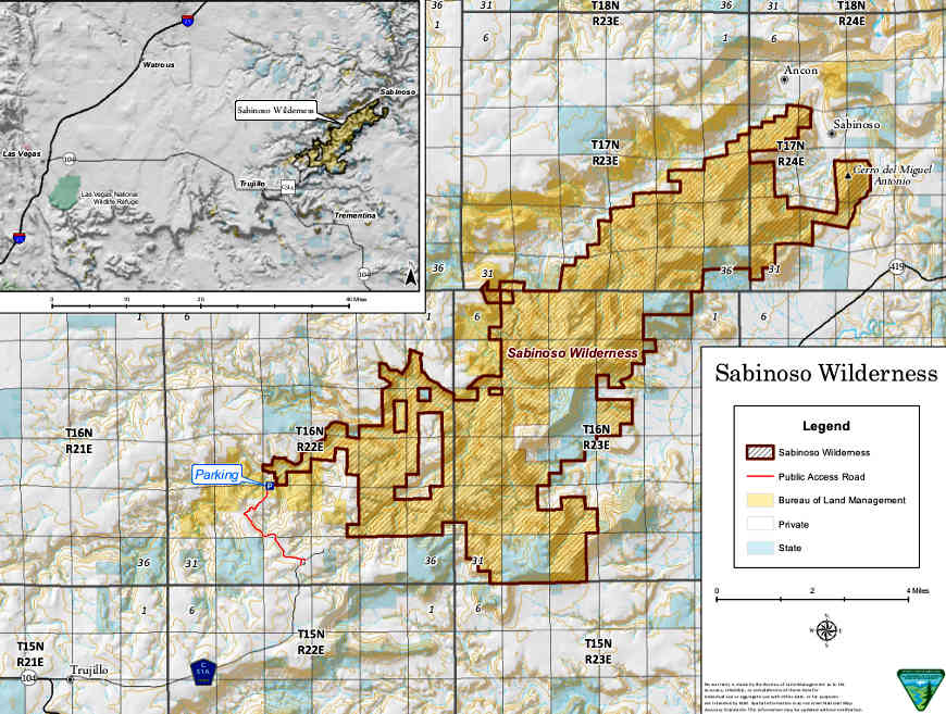 Map of Sabinoso Wilderness area