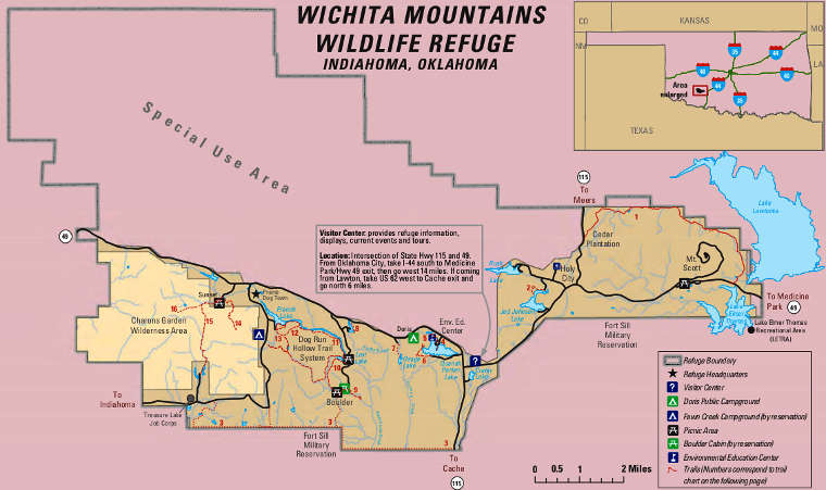 Map of the Wichita Mountains National Wildlife Refuge area