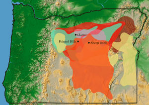 Map showing extent of the John Day Fossil Beds in eastern Oregon