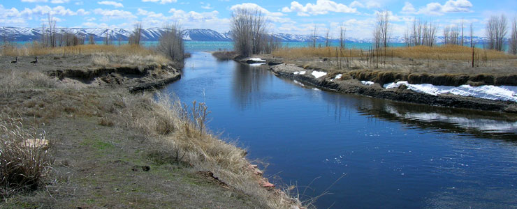 Water flowing through the outlet from Mud Lake to Bear Lake