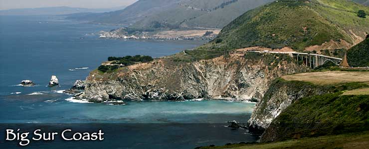 The waves, rocks and cliffs of the Big Sur Coastline