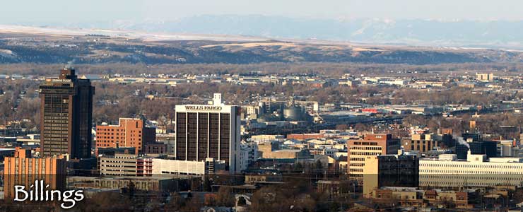 A view from above across downtown Billings, Montana