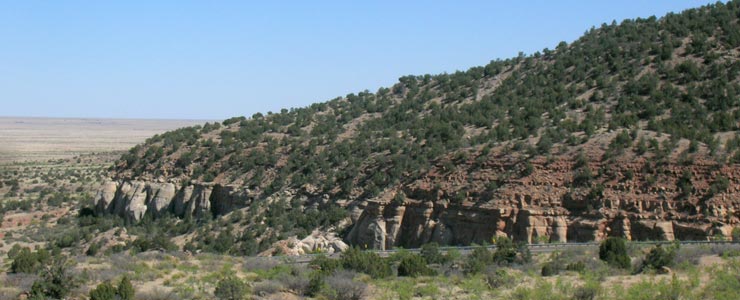 Coming down off the mesa onto the lower flatlands along La Frontera del Llano Scenic Byway