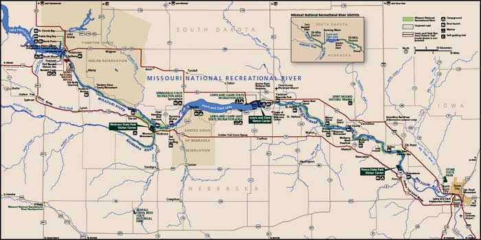Map of the Missouri National Recreation River Park