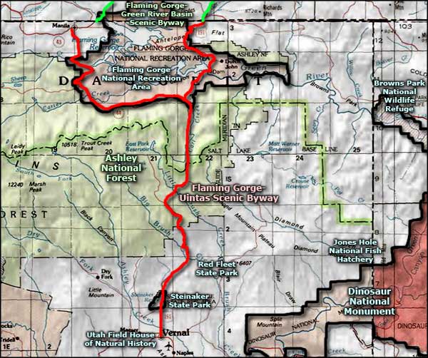 Flaming Gorge-Uintas National Scenic Byway area map