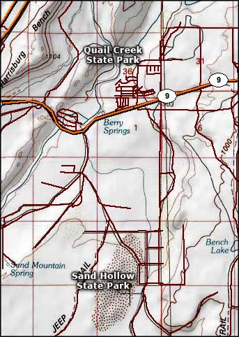Map of the Sand Hollow State Park area