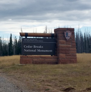 Sign marking Cedar Breaks National Monument