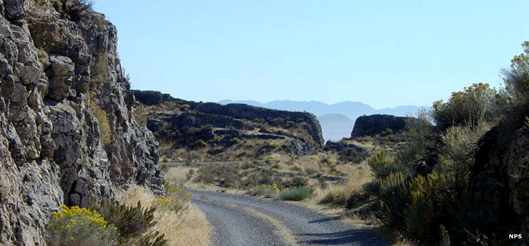 Golden Spike National Historic Site: A view of the Central Pacific grade Remains of the Central Pacific grade near the Golden Spike National Historic Site