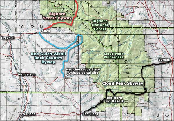 Cloud Peak Skyway area map