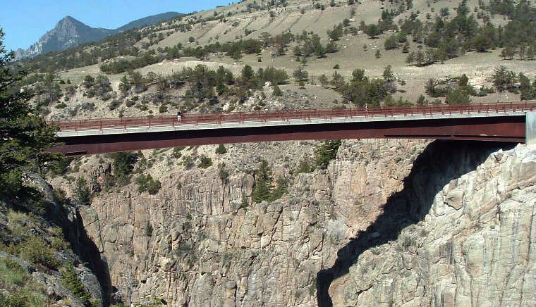 Sunlight Bridge spans the canyon above Sunlight Creek