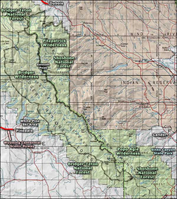 Bridger Wilderness map